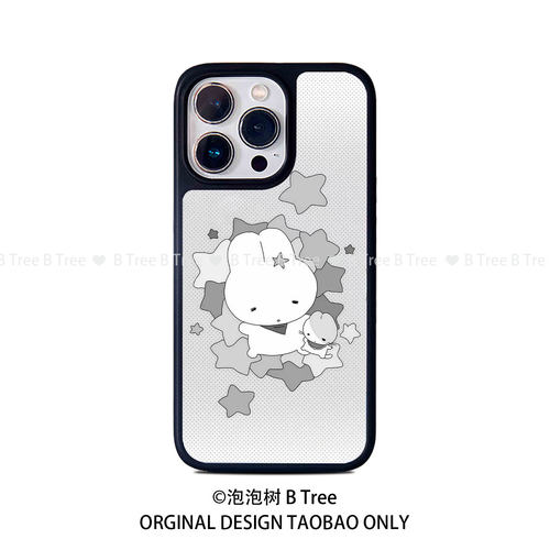BTree原创盐系日韩ins米菲兔低饱和波点适用于iPhone17苹果16promax15plus14手机软壳13磁吸黑边框亚克力防摔