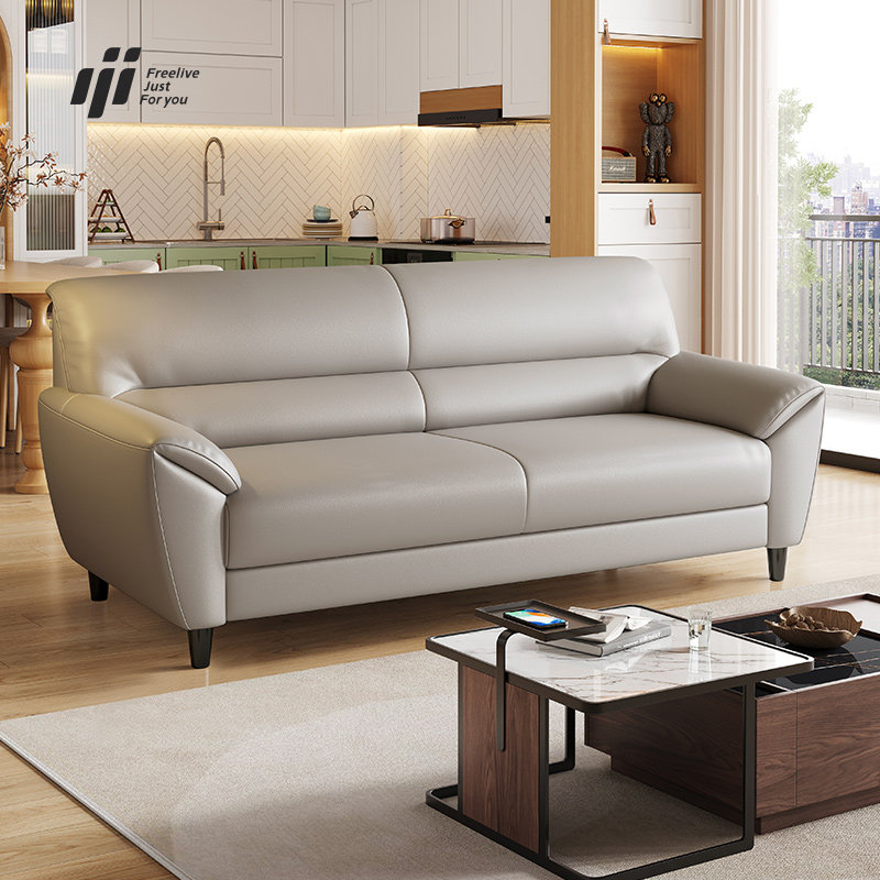 加厚头层牛皮小户型沙发现代简约客厅直排双人位家用真皮沙发组合