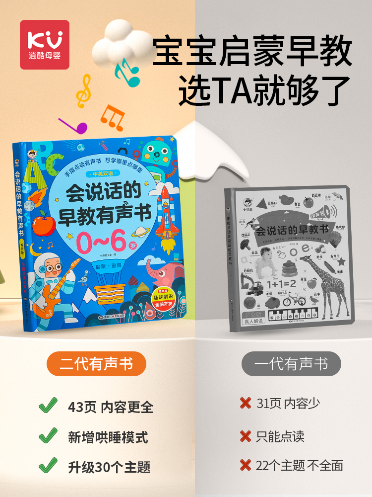 会说话的早教有声书双语启蒙幼儿童早教机点读发声学习0-3岁玩具