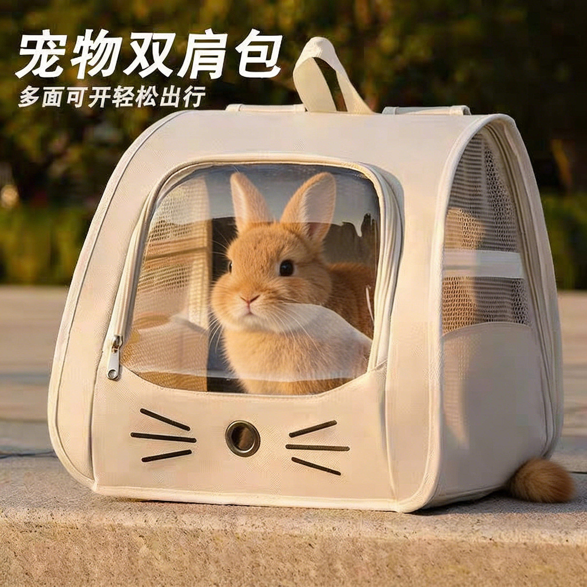 侏儒兔专用外带背包透明大空间宠物荷兰猪猫咪小狗土拨鼠外出神器
