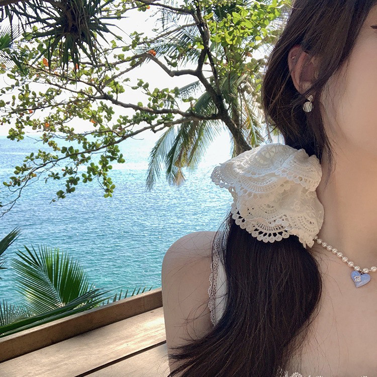 韩系超大号白色蕾丝大肠发圈清新甜美头绳女橡皮筋头饰发绳