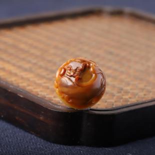 20mm正宗苏工新疆和田玉籽料红沁皮龙珠单珠散珠手串手链配珠圆珠