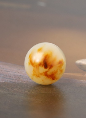 和田玉籽料黄沁圆珠珠子单珠手串