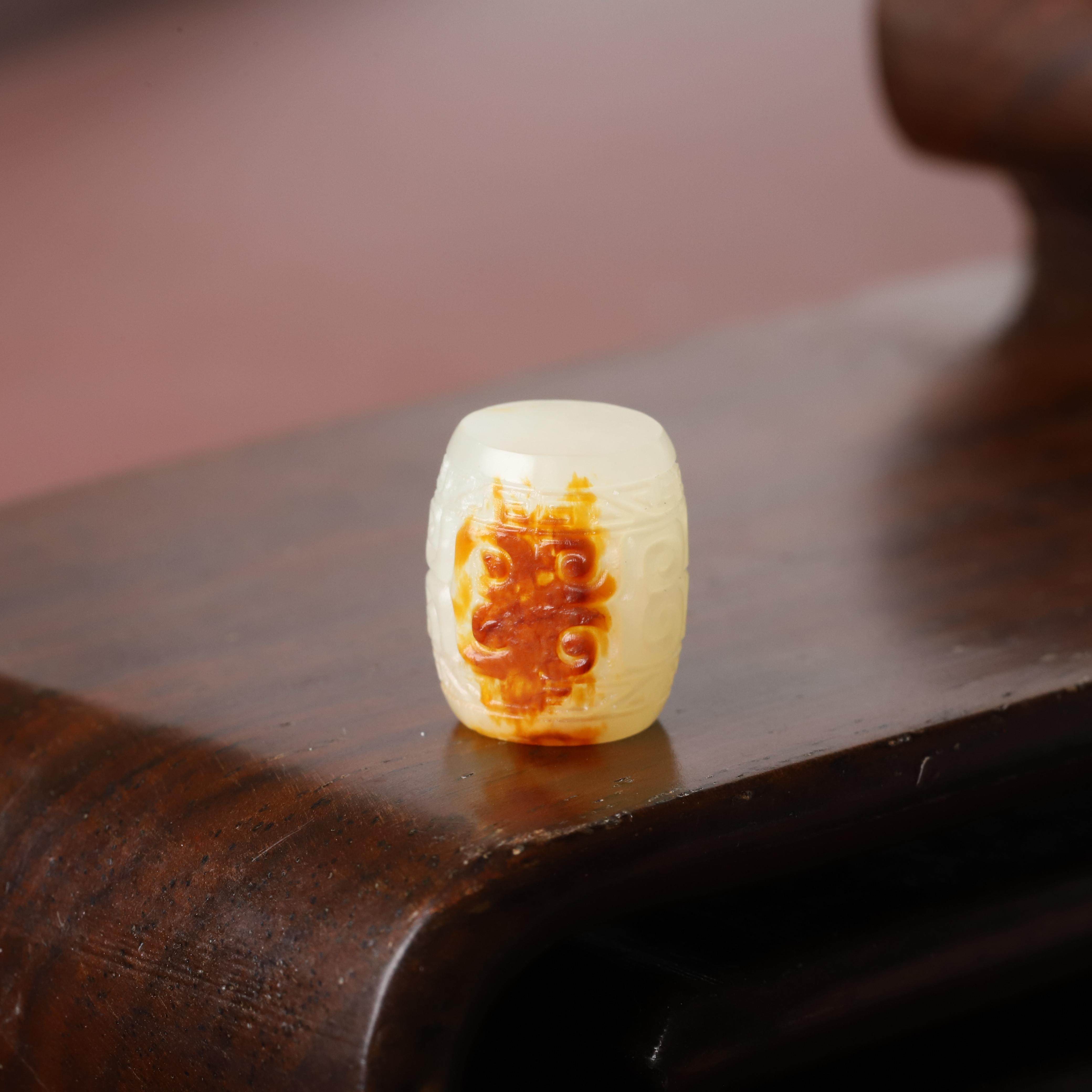 12mm苏工新疆和田玉籽料红皮勒子文玩回纹散珠手串手链配件锁骨珠