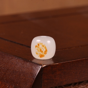 9mm天然红皮新疆和田玉籽料白玉老型珠单珠多宝手串配珠散珠