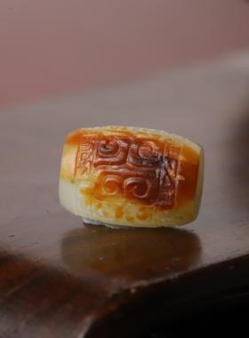 籽料白玉勒子红皮桶珠圆珠手链