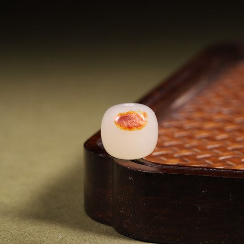 珠子哥新疆籽料白玉红皮圆珠