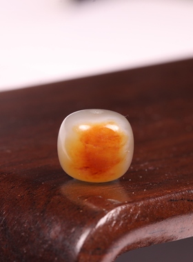 10mm新疆和田玉籽料青花老型珠桶珠黄玉珠子单珠散珠手串手持顶珠