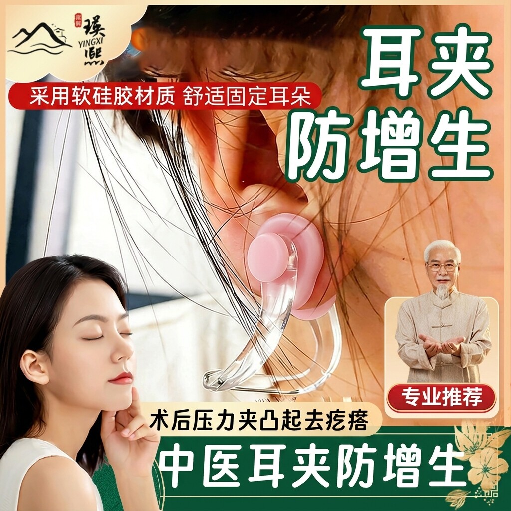 中医防增生耳夹耳洞瘢术后痕调节压力耳朵凸起疤痕疙瘩厚耳垂加压