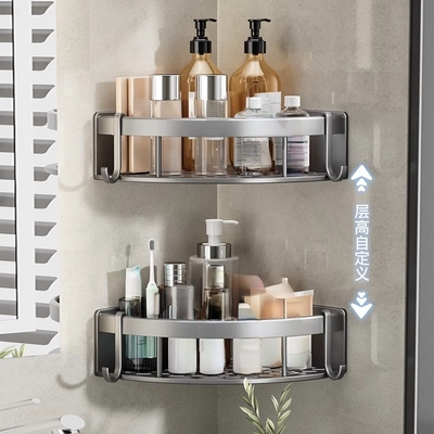 浴室用品置物架卫生间浴室放沐浴露免打孔三角架子厕所转角壁挂式