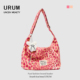 URUM粉色豹纹帆布包女2025新款 秋冬大容量单肩斜挎包通勤托特包包