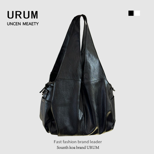 URUM2025新款秋冬油蜡皮大容量托特包高级感通勤单肩腋下包斜挎包