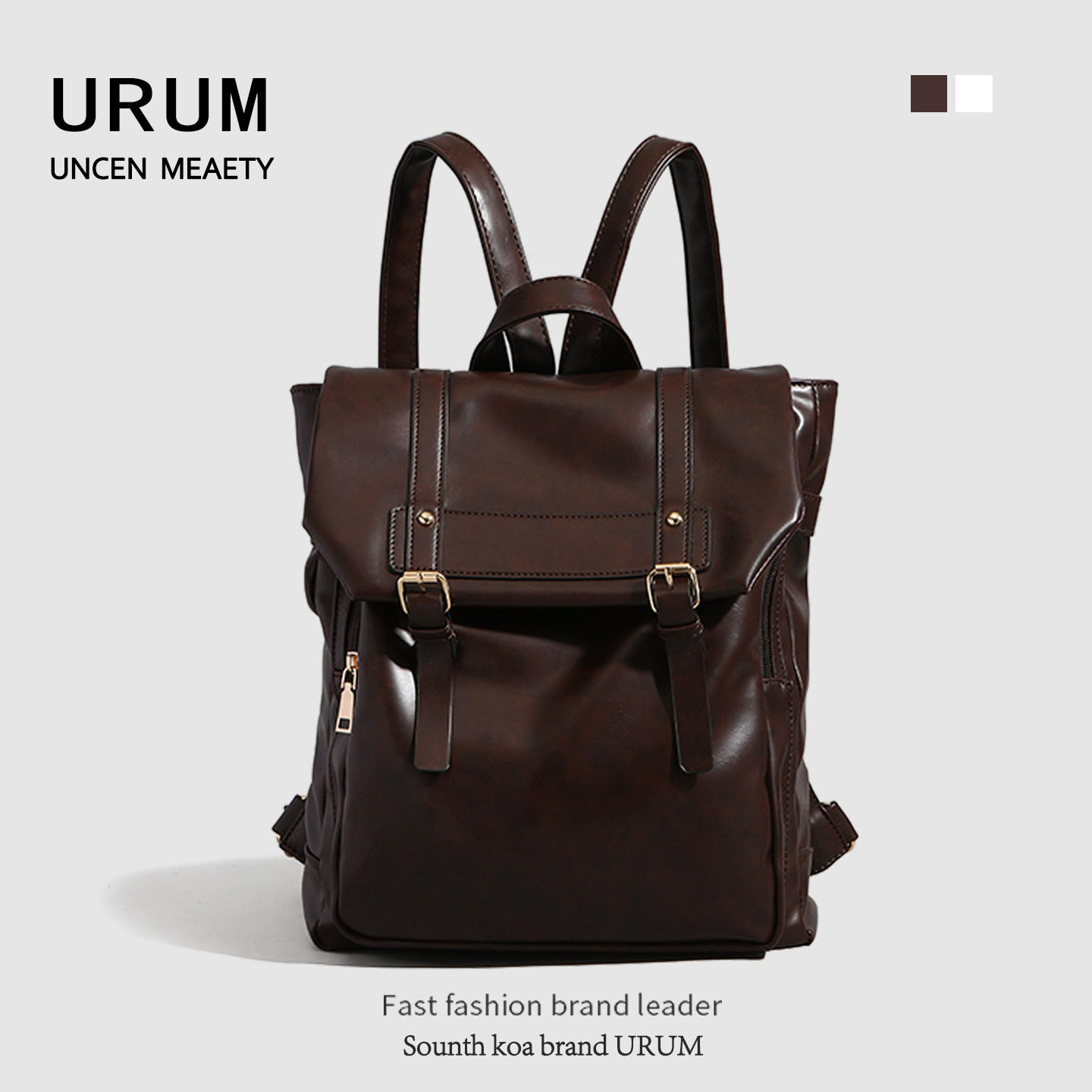 URUM软皮制服双肩包女2026新款通勤学生剑桥包书包大容量电脑背包