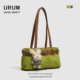 URUM高级质感撞色单肩腋下包包女2025新款 秋冬麂皮绒大容量通勤包