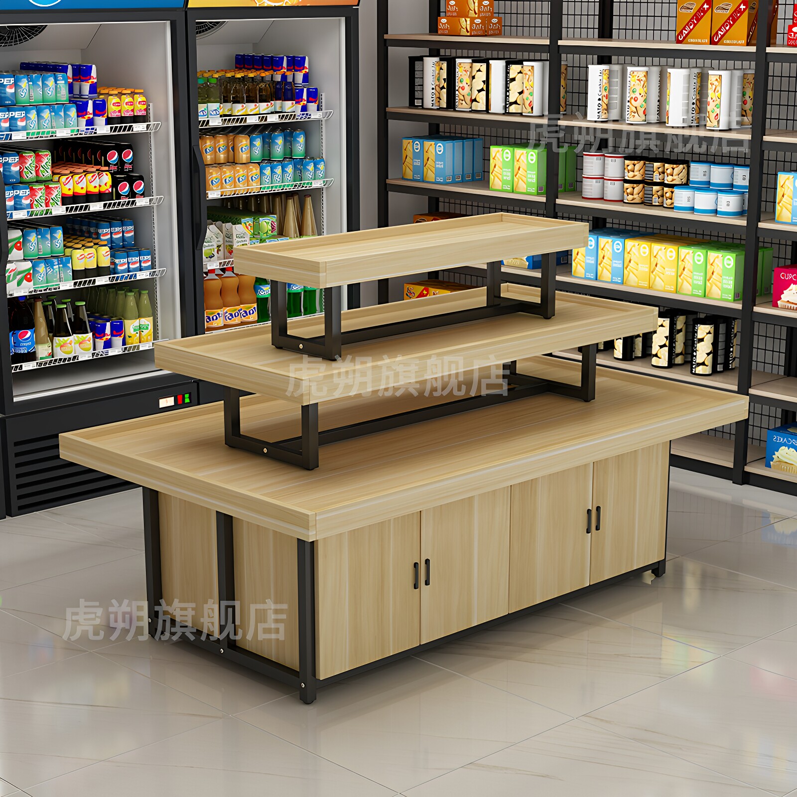 中岛流水台超市便利店展示柜堆头促销台文具店母婴店化妆品展示台