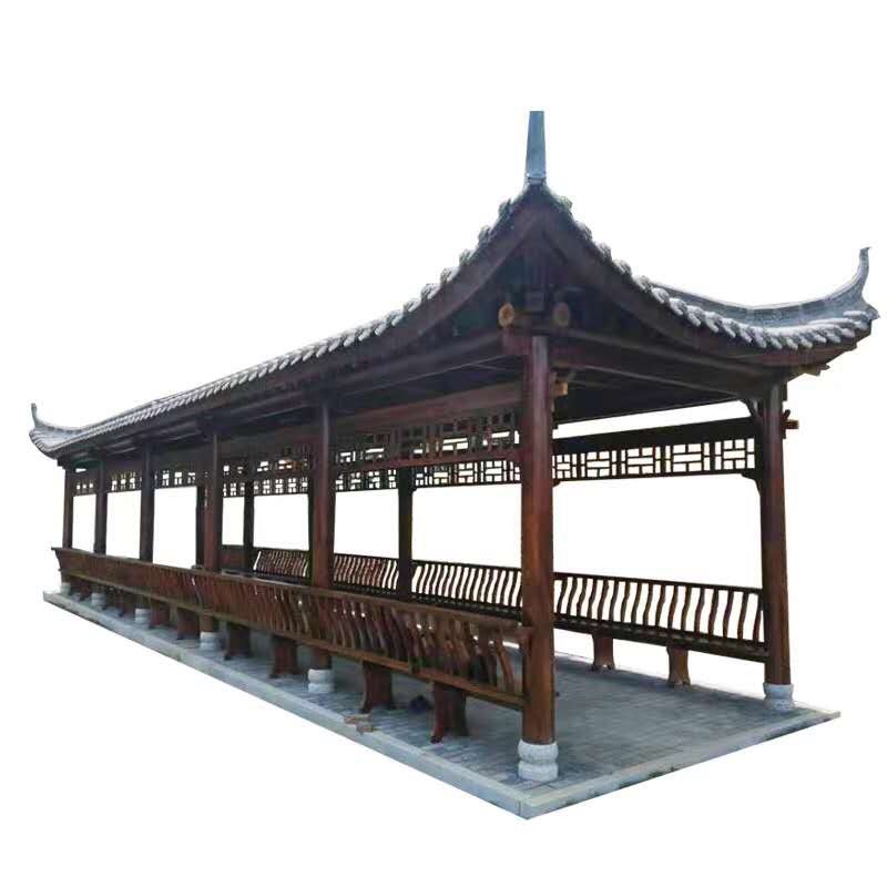 户外长廊别墅花园庭院中式组装实木仿古防腐木组装古建z凉亭小亭