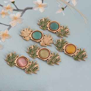 慕羽汐汉服旗袍子母扣古风中式国风纽扣金属盘扣对扣绿竹竹子搭扣