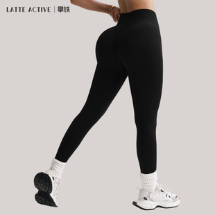 拿铁女孩高腰提臀瑜伽裤加绒紧身外穿健身长裤女秋冬蜜桃裤运动