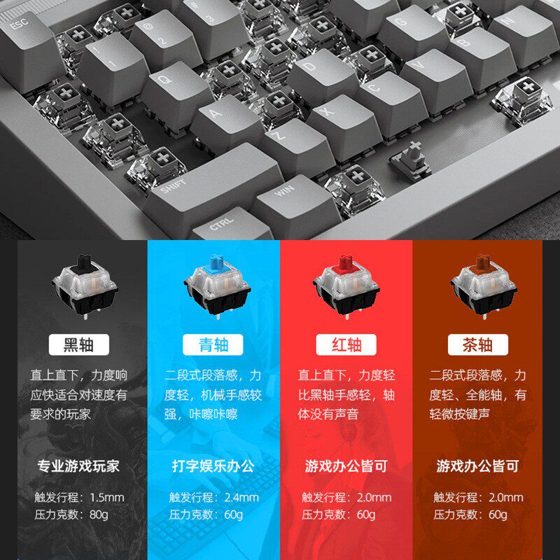 创享CX23/CX68机械轴键盘有线无线蓝牙办公游戏机械轴键盘