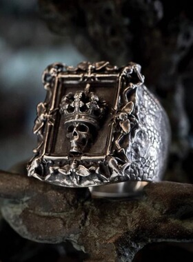 日本coss koko原创出品银手工帝王暗黑系骷髅巴洛克戒指复古个性