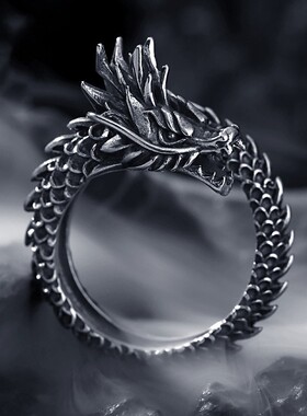 日本coss koko霸气925银饰龙戒指戒指男食指复古做旧潮人酷单身