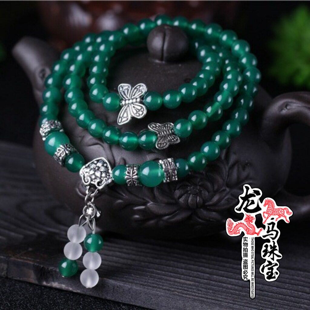 日系设计师topwhit龙马珠宝6mm绿玛瑙1手链多层多圈手串 女款文玩