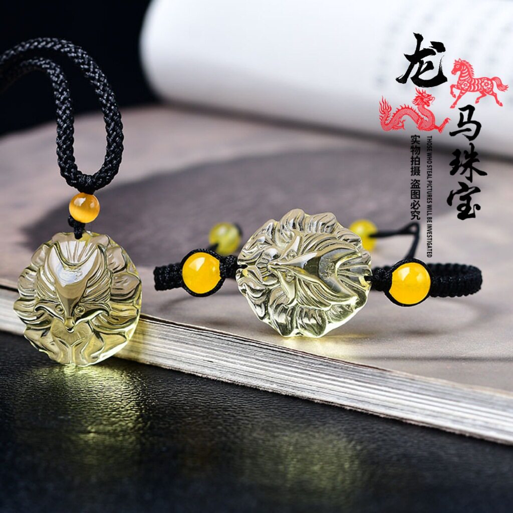 日系设计师topwhit手工编织玻璃狐狸手链女手串白黄紫琉璃小狐狸