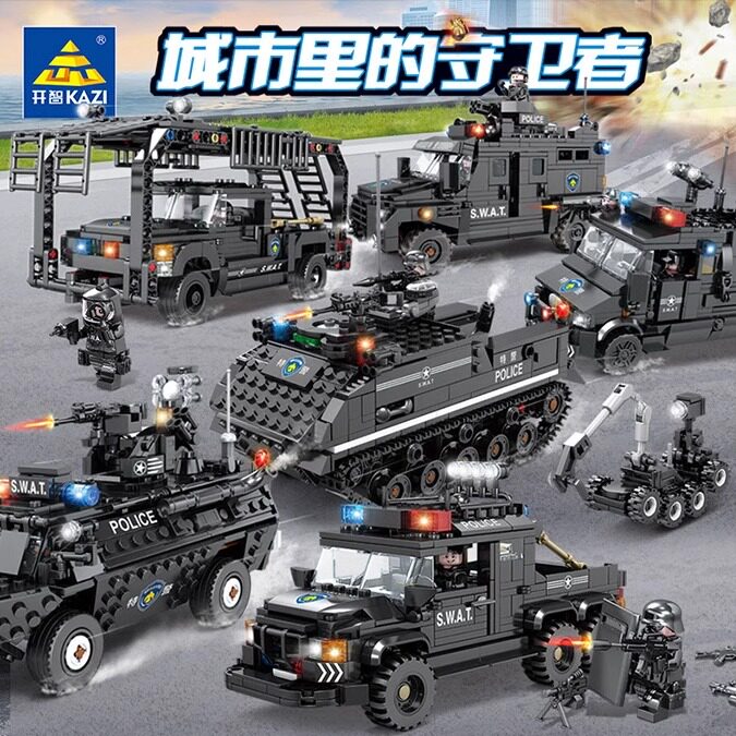 开智67280-85城市守卫者黑鹰特警战车模型小颗粒拼装创意积木玩具图片