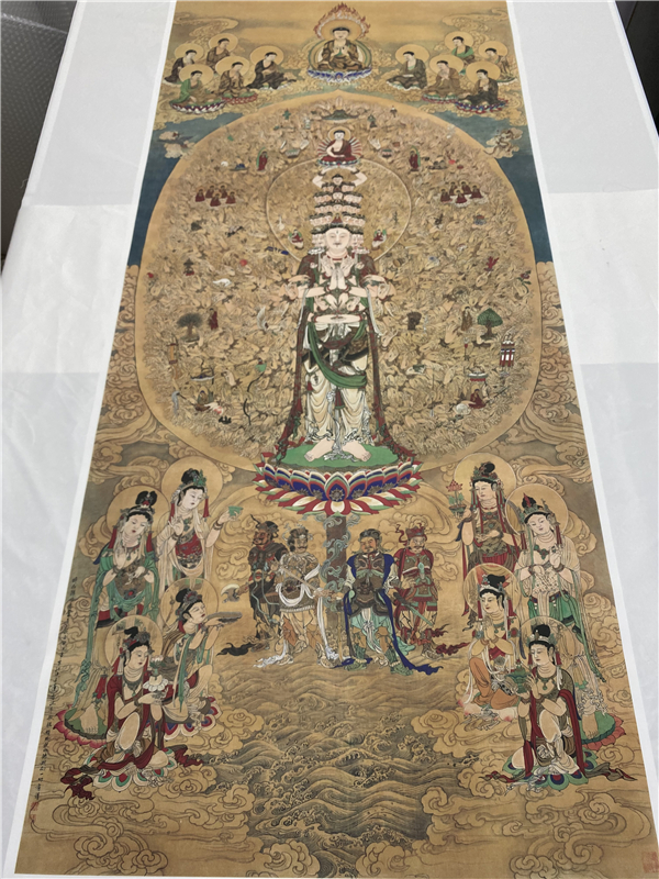 江逸子千手观音高清复制宣纸艺术微喷国画观世音人物画保平安画像