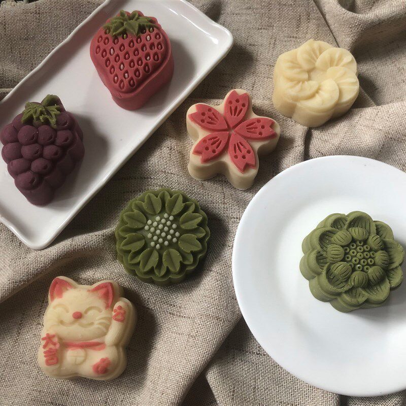 优选新颖模具设计各种规格图案高档手压模冰皮月饼绿豆糕