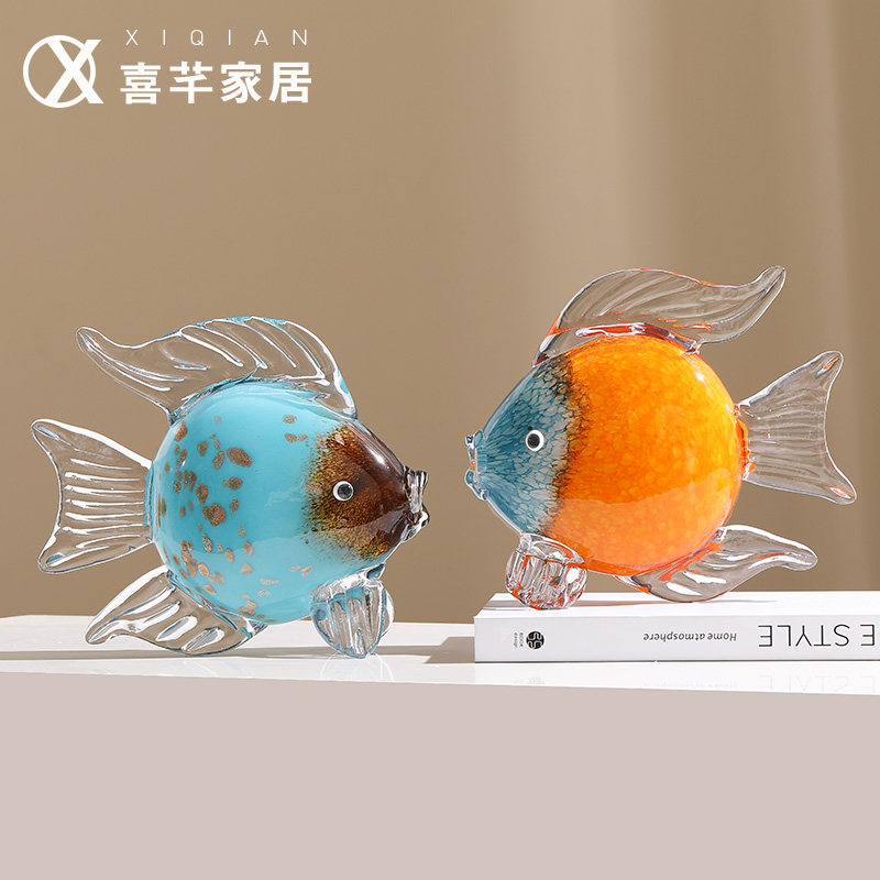 优选高档琉璃鱼摆件轻奢风家居装饰品现代简约酒柜玻璃高级感客厅,家居饰品,装饰摆件,淘宝优惠券,粉丝福利购,淘宝优惠卷