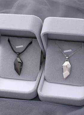 Magnetic Couple Necklace For Lovers Gothic Punk Heart Pendan