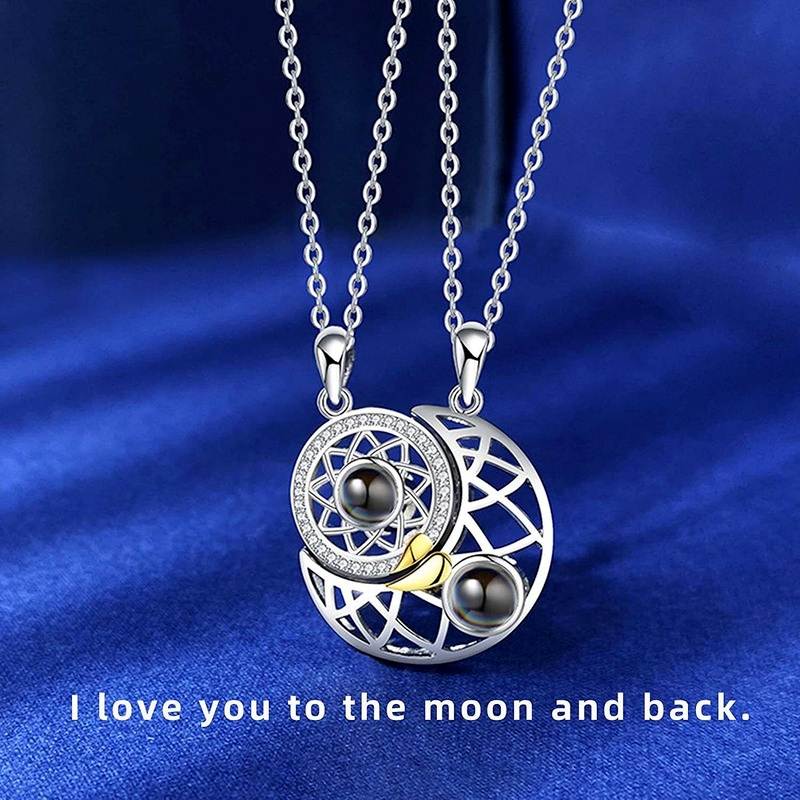 Couple Matching Necklace Sun Moon Heart Magnetic Paired Pend