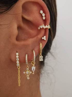 Yellow Silver Plated Stud Dangle Earrings For Women Cubic