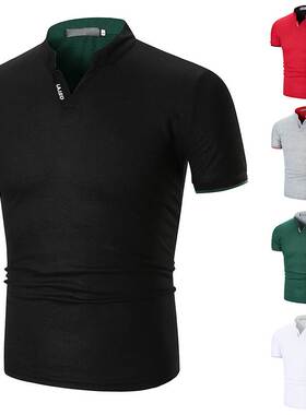Men cotton polo shirt man t shirts boys tops 男v领口短袖t恤