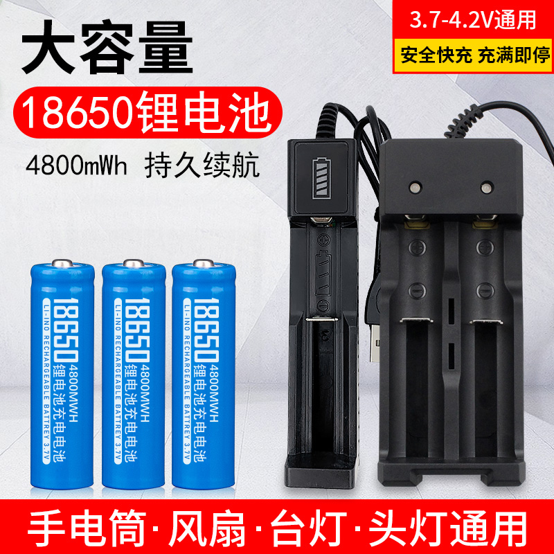 18650充电锂电池3.7v-4.2v家用手电筒话筒收音机喇叭充电器限时卖