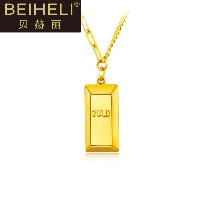 999足金暴富小金条黄金项链巧克力方块5G纯金吊坠套链小金ry0525