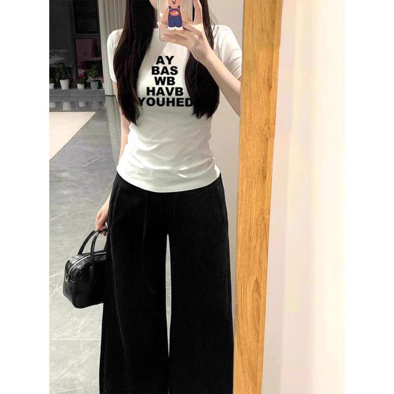 纯欲辣妹超好看的小个子显高短袖t恤女夏季掐腰小衫修身短款上衣