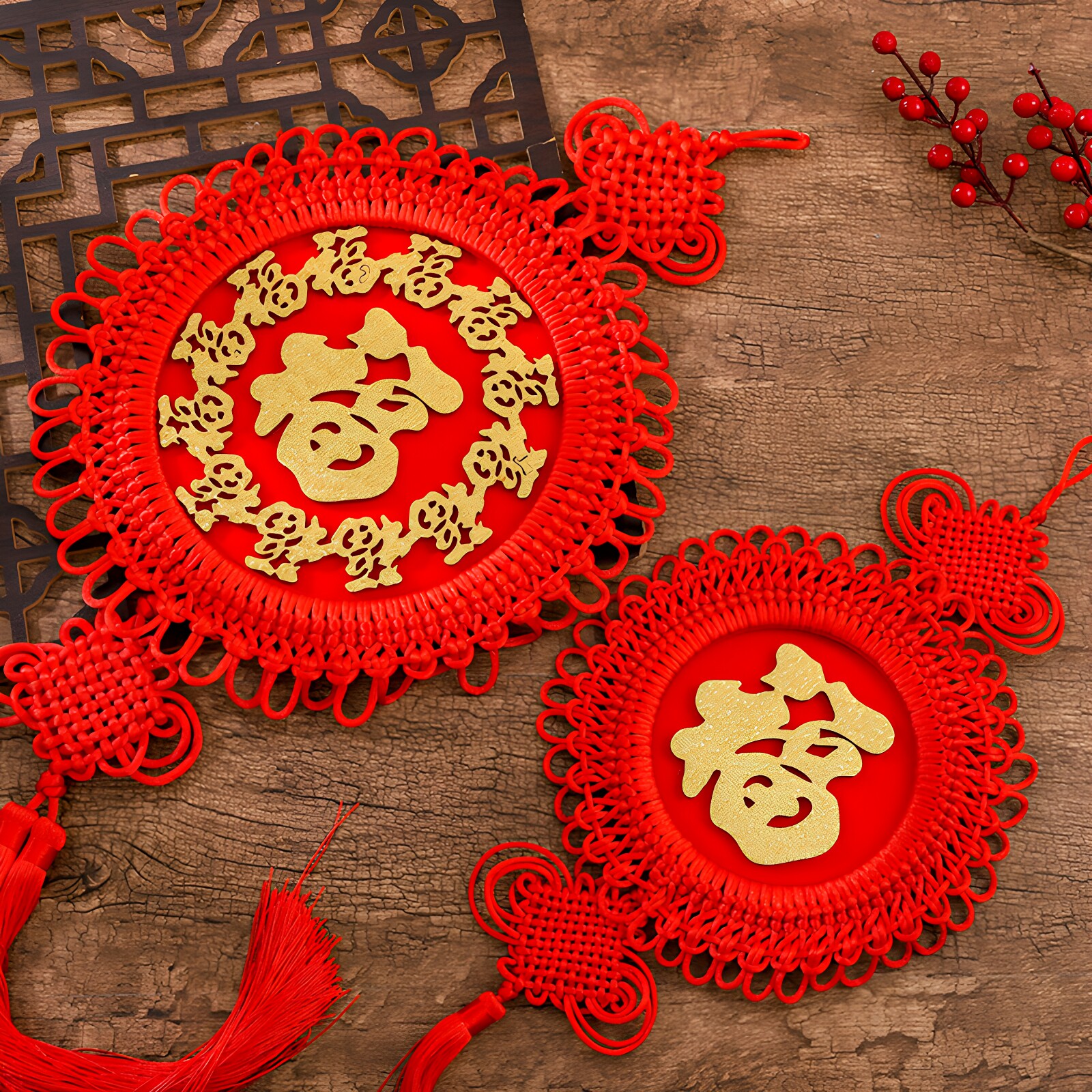 过年团团圆圆吉祥如意中国结挂件图片