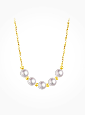 BEAUFINA百分娜18k金Akoya海水珍珠项链微笑系列时尚趣味轻奢颈饰