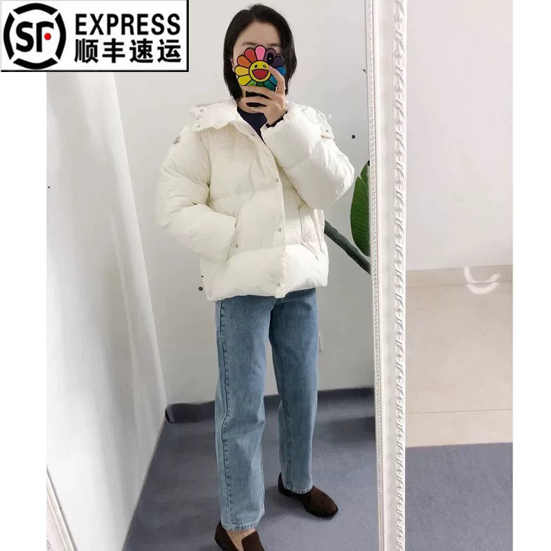 0-1码 买手店M家 Jaseur连帽灯芯绒拼接短款显瘦鹅绒羽绒服保暖