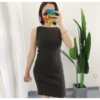 买手店OS 弹力针织修身连衣裙迷你紧身裙短裙