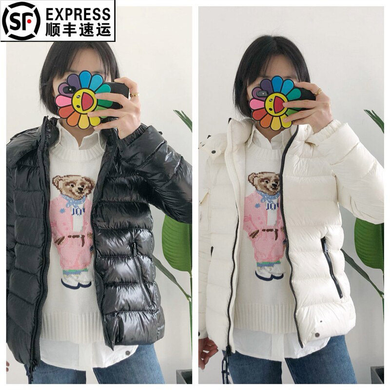 买手店 bady简约经典女士收腰鹅绒保暖短款连帽羽绒服黑色外套