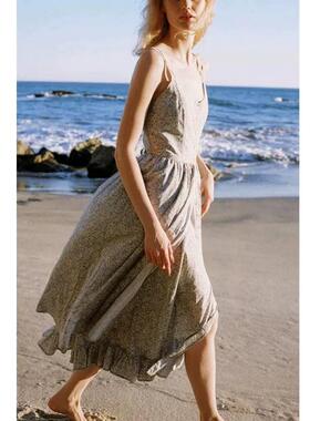 Fstyle买手店christy dawn法式古典浪漫蓝色碎花吊带裙连衣裙长裙