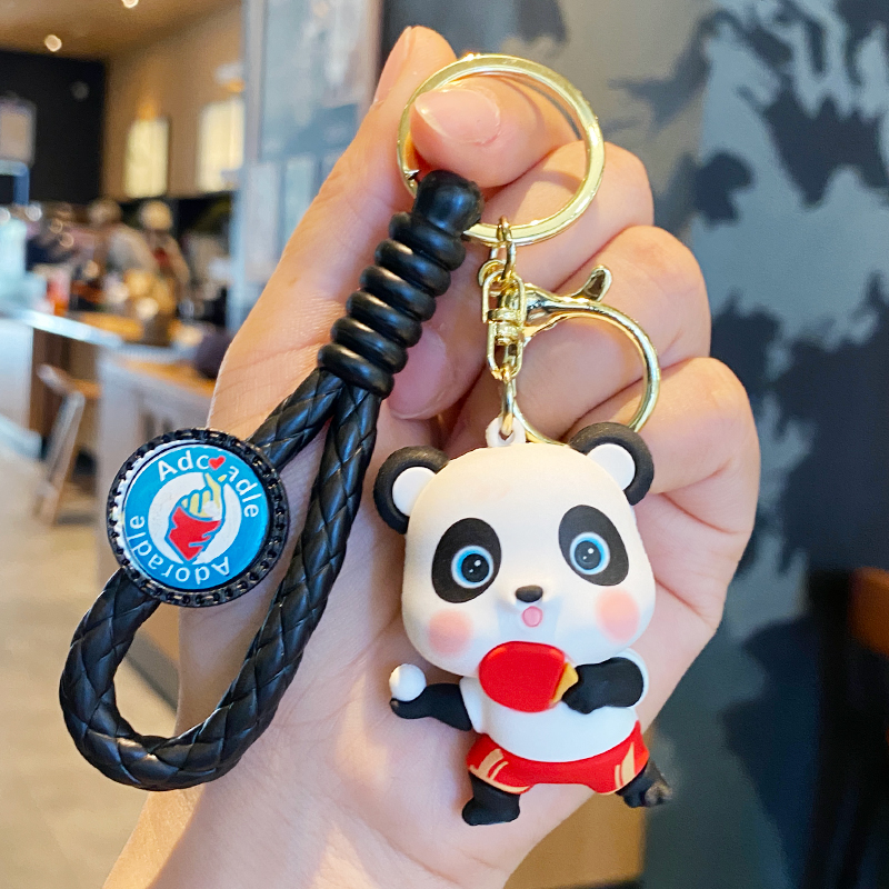 祥思恋卡通硅胶运动熊猫钥匙扣