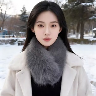 狐狸毛磁吸扣围巾围脖女冬季仿真毛保暖双面毛绒高级感百搭毛领子