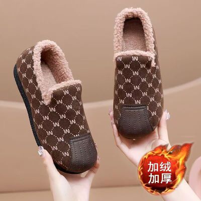 豆豆鞋女冬季加绒毛毛棉鞋牛筋底妈妈鞋软底舒适一脚蹬老北京布鞋