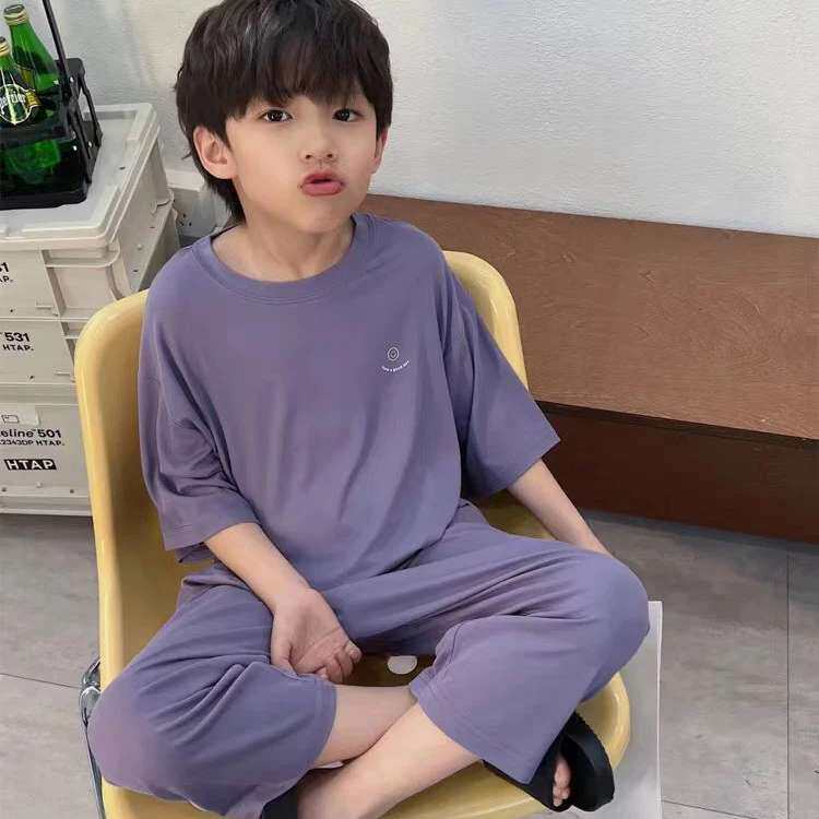 儿童夏季莫代尔家居服中大童短袖
