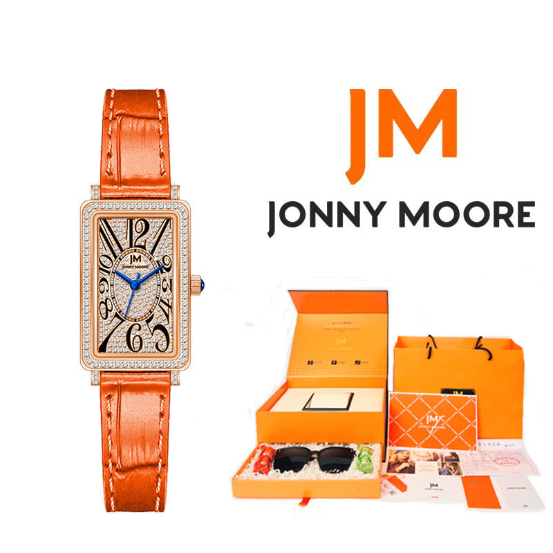 德国JONNYMOORE腕表情人节套盒 轻奢镶钻皮带石英女表 h