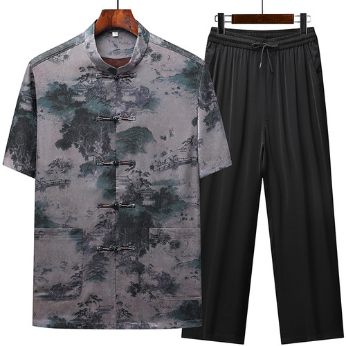 男士短袖套装休闲汉服